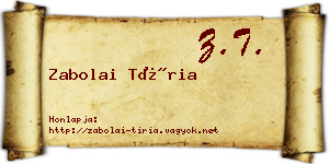 Zabolai Tíria névjegykártya